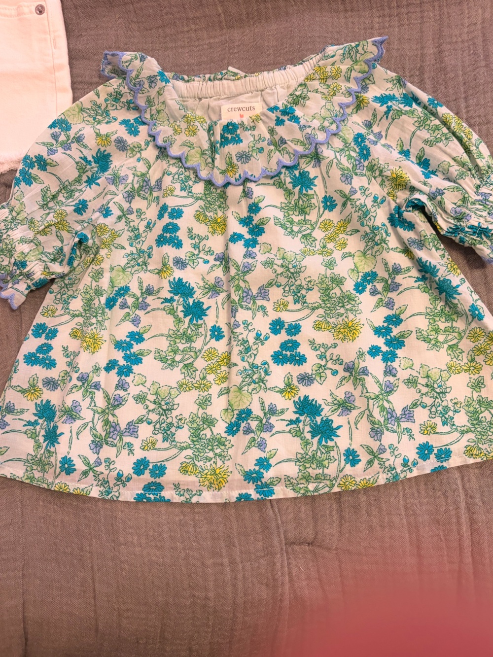 Crewcuts toddler Floral blouse in Teal, Green & Yellow - xxs